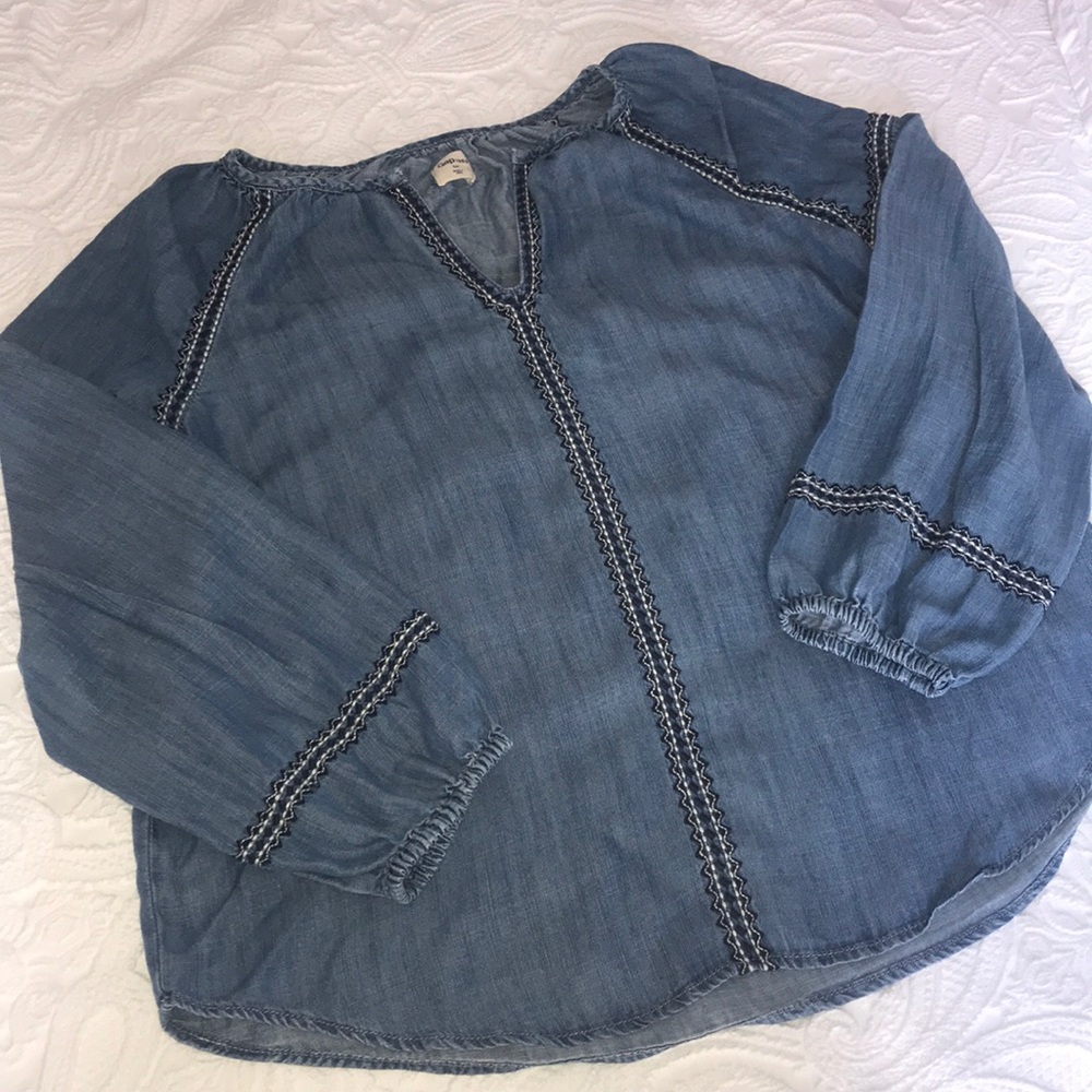 Gap Chambray Peasant Blouse, Size Small